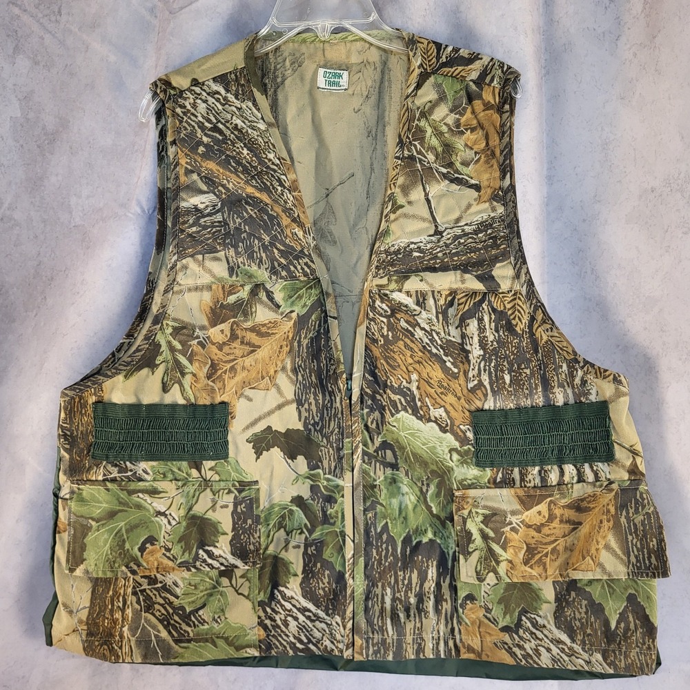 Vintage Ozark Trail Men's XL Outdoor Realtree Camo Hunting Vest Zip Up